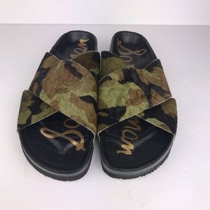 Sam Edelman camo fur slides